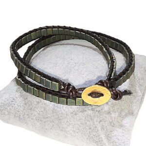 Leather Wrap Beaded Bracelet